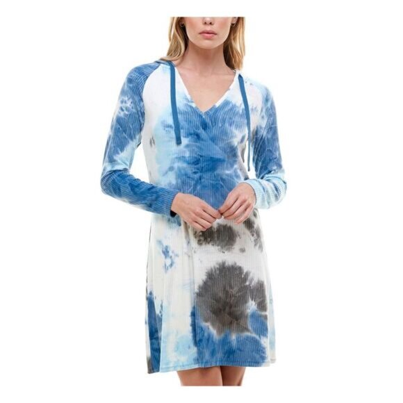 Planet Gold Tie dye ribbed dress/tunic top blue white new with tags size small - Picture 1 of 14